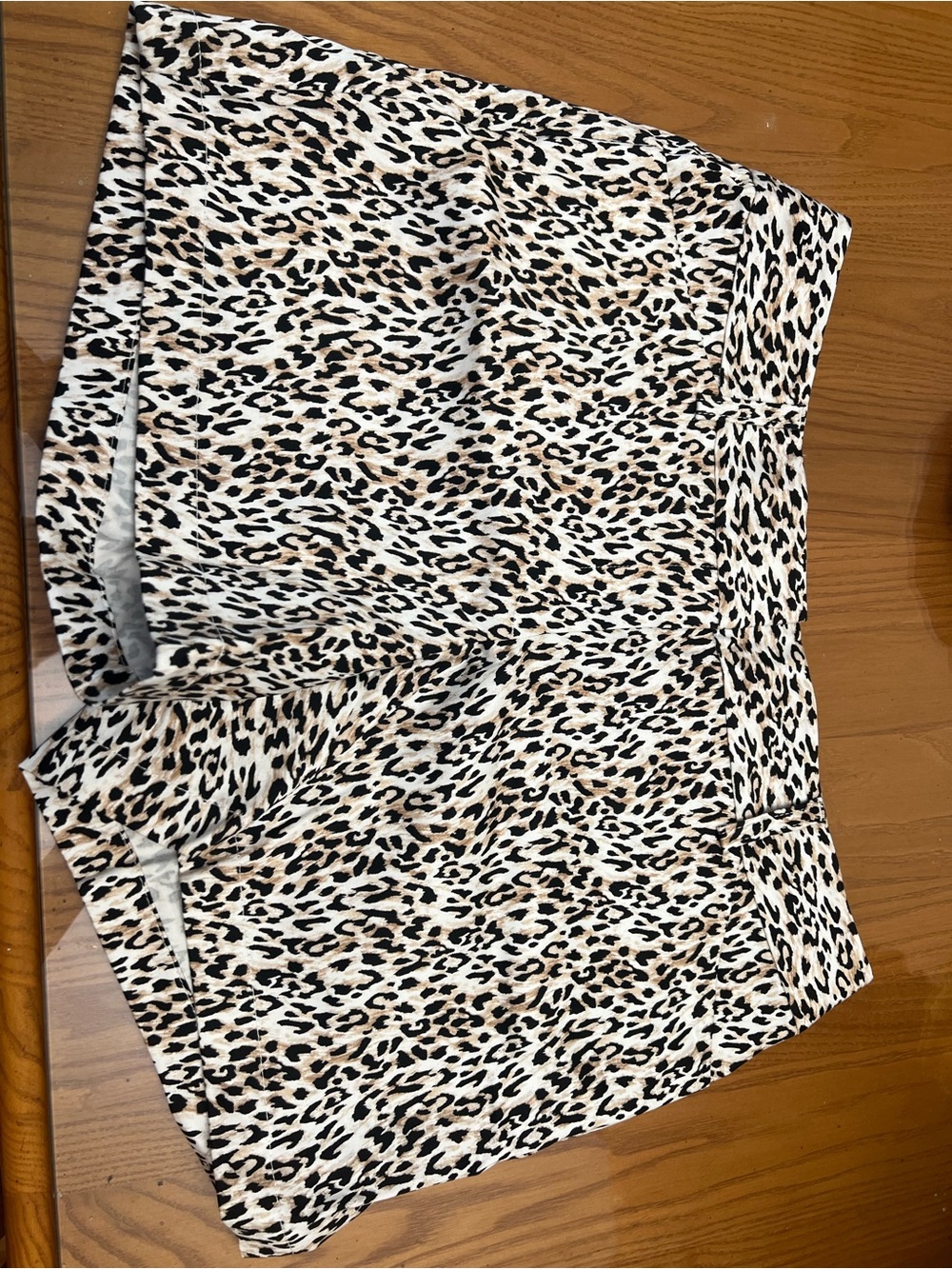 White House Black Market Leopard Print Shorts in Black, White, Tan